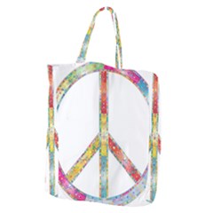 Flourish Decorative Peace Sign Giant Grocery Zipper Tote by Simbadda