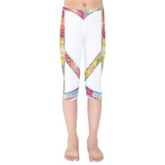 Flourish Decorative Peace Sign Kids  Capri Leggings  by Simbadda