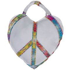 Flourish Decorative Peace Sign Giant Heart Shaped Tote by Simbadda