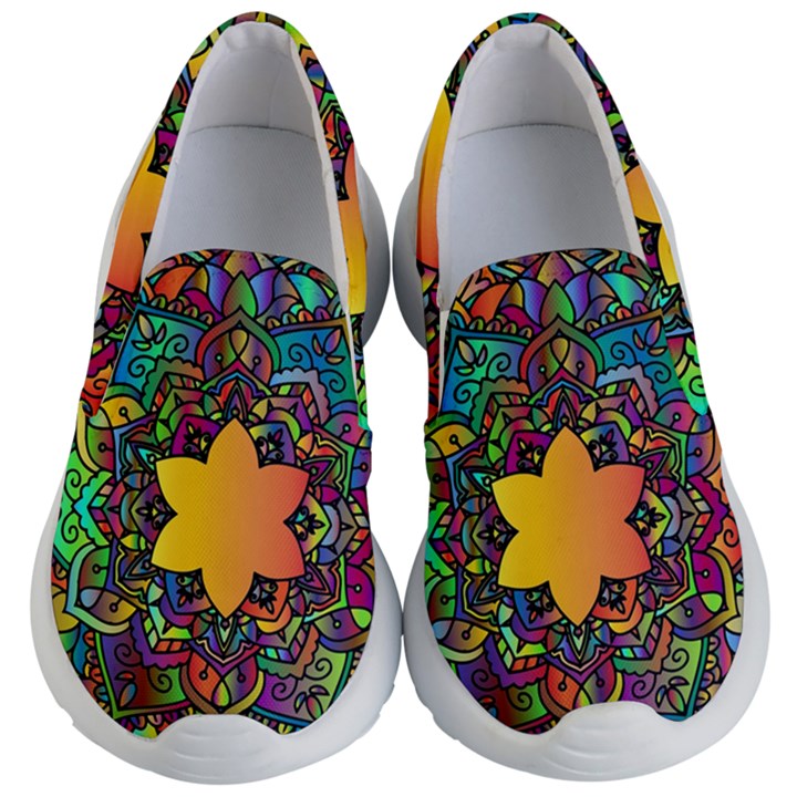 Mandala Floral Flower Abstract Kid s Lightweight Slip Ons