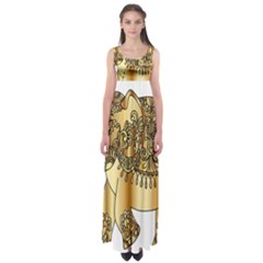 Gold Elephant Pachyderm Empire Waist Maxi Dress by Simbadda