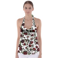 Red Roses print Babydoll Tankini Top