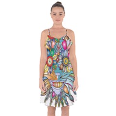 Anthropomorphic Flower Floral Plant Ruffle Detail Chiffon Dress by Simbadda