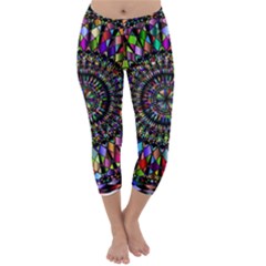 Mandala Decorative Ornamental Capri Winter Leggings  by Simbadda