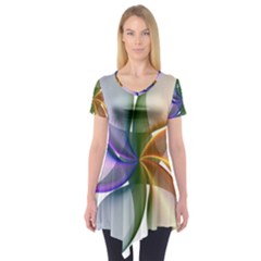 Abstract Geometric Line Art Short Sleeve Tunic  by Simbadda