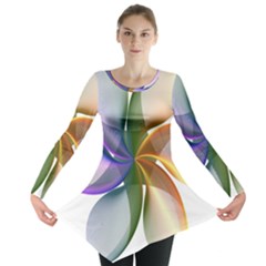 Abstract Geometric Line Art Long Sleeve Tunic  by Simbadda