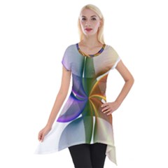 Abstract Geometric Line Art Short Sleeve Side Drop Tunic by Simbadda