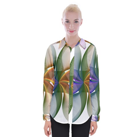 Abstract Geometric Line Art Womens Long Sleeve Shirt by Simbadda