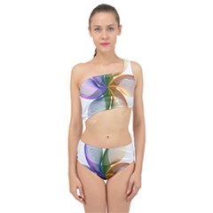 Abstract Geometric Line Art Spliced Up Two Piece Swimsuit