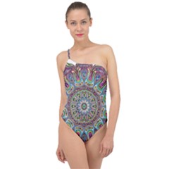 Mandala Decorative Ornamental Classic One Shoulder Swimsuit by Simbadda