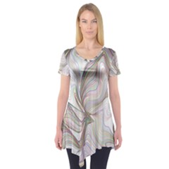 Abstract Geometric Line Art Short Sleeve Tunic  by Simbadda