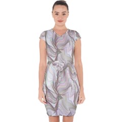 Abstract Geometric Line Art Capsleeve Drawstring Dress  by Simbadda