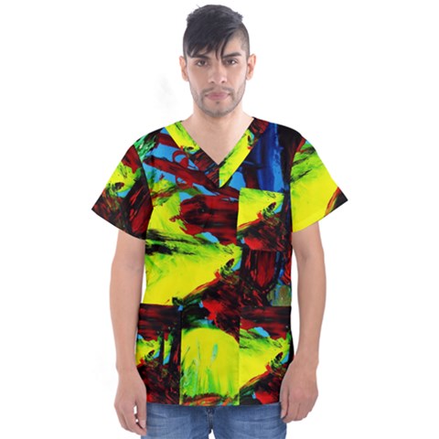 Perfect Night  For Samurai 1 Men s V-neck Scrub Top by bestdesignintheworld