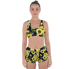 Sunflower Print Racerback Boyleg Bikini Set