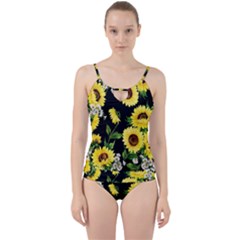 Sunflower Print Cut Out Top Tankini Set