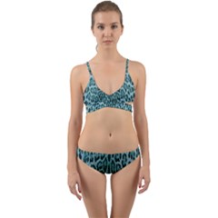 Turquoise Leopard Print Wrap Around Bikini Set by CasaDiModa