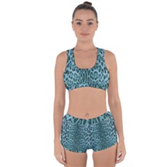 Turquoise Leopard Print Racerback Boyleg Bikini Set