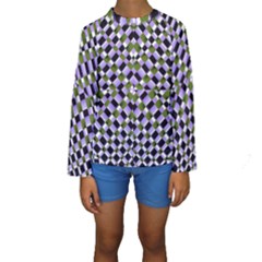 Hypnotic Geometric Pattern Kids  Long Sleeve Swimwear by dflcprints