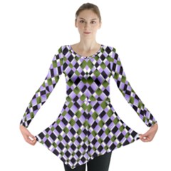 Hypnotic Geometric Pattern Long Sleeve Tunic  by dflcprints