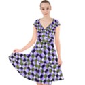 Hypnotic Geometric Pattern Cap Sleeve Front Wrap Midi Dress View1