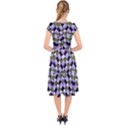 Hypnotic Geometric Pattern Cap Sleeve Front Wrap Midi Dress View2