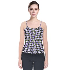 Hypnotic Geometric Pattern Velvet Spaghetti Strap Top by dflcprints