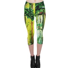 Old Tree And House With An Arch 8 Capri Leggings  by bestdesignintheworld