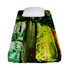 Old Tree And House With An Arch 8 Fitted Sheet (single Size) by bestdesignintheworld