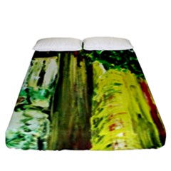 Old Tree And House With An Arch 8 Fitted Sheet (king Size) by bestdesignintheworld