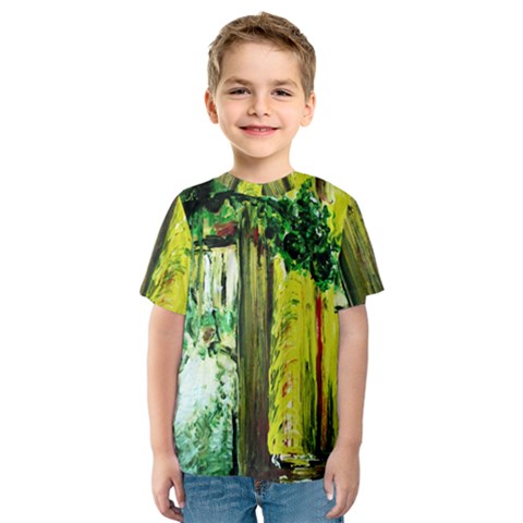 Old Tree And House With An Arch 8 Kids  Sport Mesh Tee by bestdesignintheworld