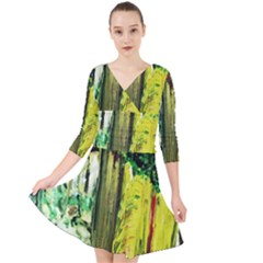 Old Tree And House With An Arch 8 Quarter Sleeve Front Wrap Dress by bestdesignintheworld