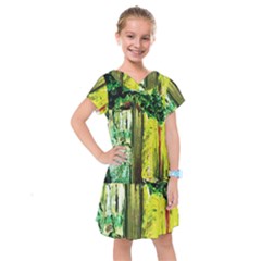 Old Tree And House With An Arch 8 Kids  Drop Waist Dress by bestdesignintheworld