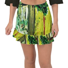 Old Tree And House With An Arch 8 Fishtail Mini Chiffon Skirt