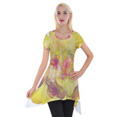 Yellow Rose Short Sleeve Side Drop Tunic by aumaraspiritart