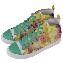 Yellow Rose Women s Mid-top Canvas Sneakers by aumaraspiritart