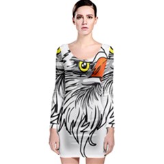 Animal Bird Cartoon Comic Eagle Long Sleeve Bodycon Dress by Simbadda