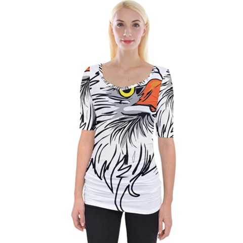 Animal Bird Cartoon Comic Eagle Wide Neckline Tee by Simbadda