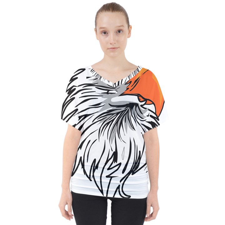 Animal Bird Cartoon Comic Eagle V-Neck Dolman Drape Top