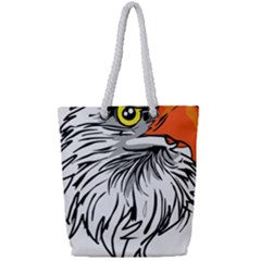 Animal Bird Cartoon Comic Eagle Full Print Rope Handle Tote (small) by Simbadda