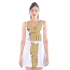 Cute Bear Cartoon Scoop Neck Skater Dress by Simbadda