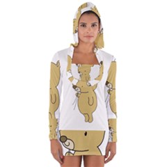 Cute Bear Cartoon Long Sleeve Hooded T-shirt by Simbadda