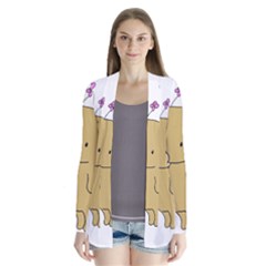 Cute Bear Cartoon Drape Collar Cardigan