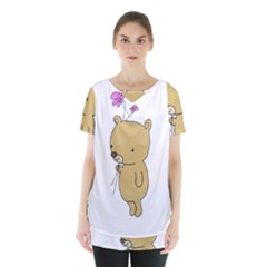 Cute Bear Cartoon Skirt Hem Sports Top by Simbadda