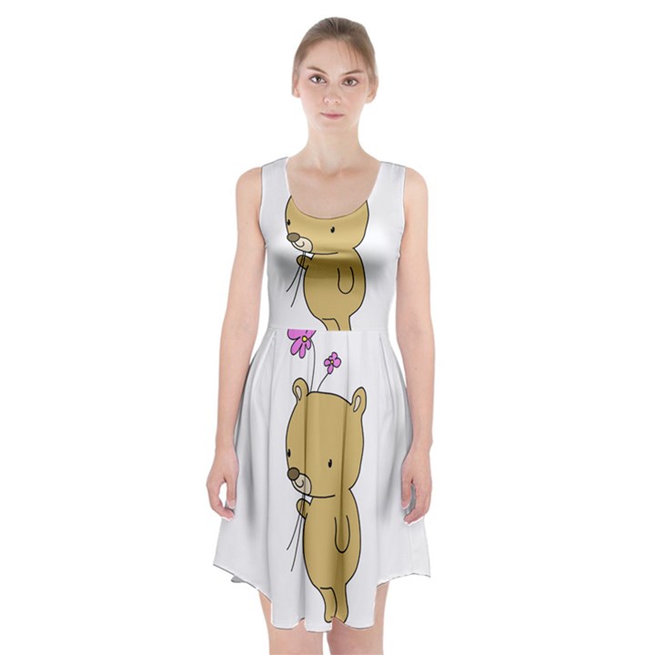 Cute Bear Cartoon Racerback Midi Dress