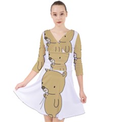 Cute Bear Cartoon Quarter Sleeve Front Wrap Dress by Simbadda