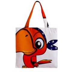 Bird Cartoon Character Parrot Zipper Grocery Tote Bag by Simbadda