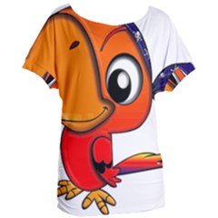 Bird Cartoon Character Parrot Women s Oversized Tee by Simbadda