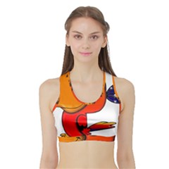 Bird Cartoon Character Parrot Sports Bra With Border by Simbadda