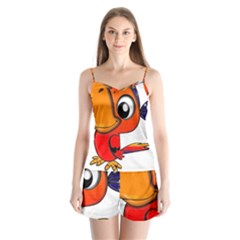 Bird Cartoon Character Parrot Satin Pajamas Set by Simbadda