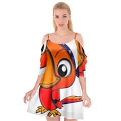 Bird Cartoon Character Parrot Cutout Spaghetti Strap Chiffon Dress by Simbadda